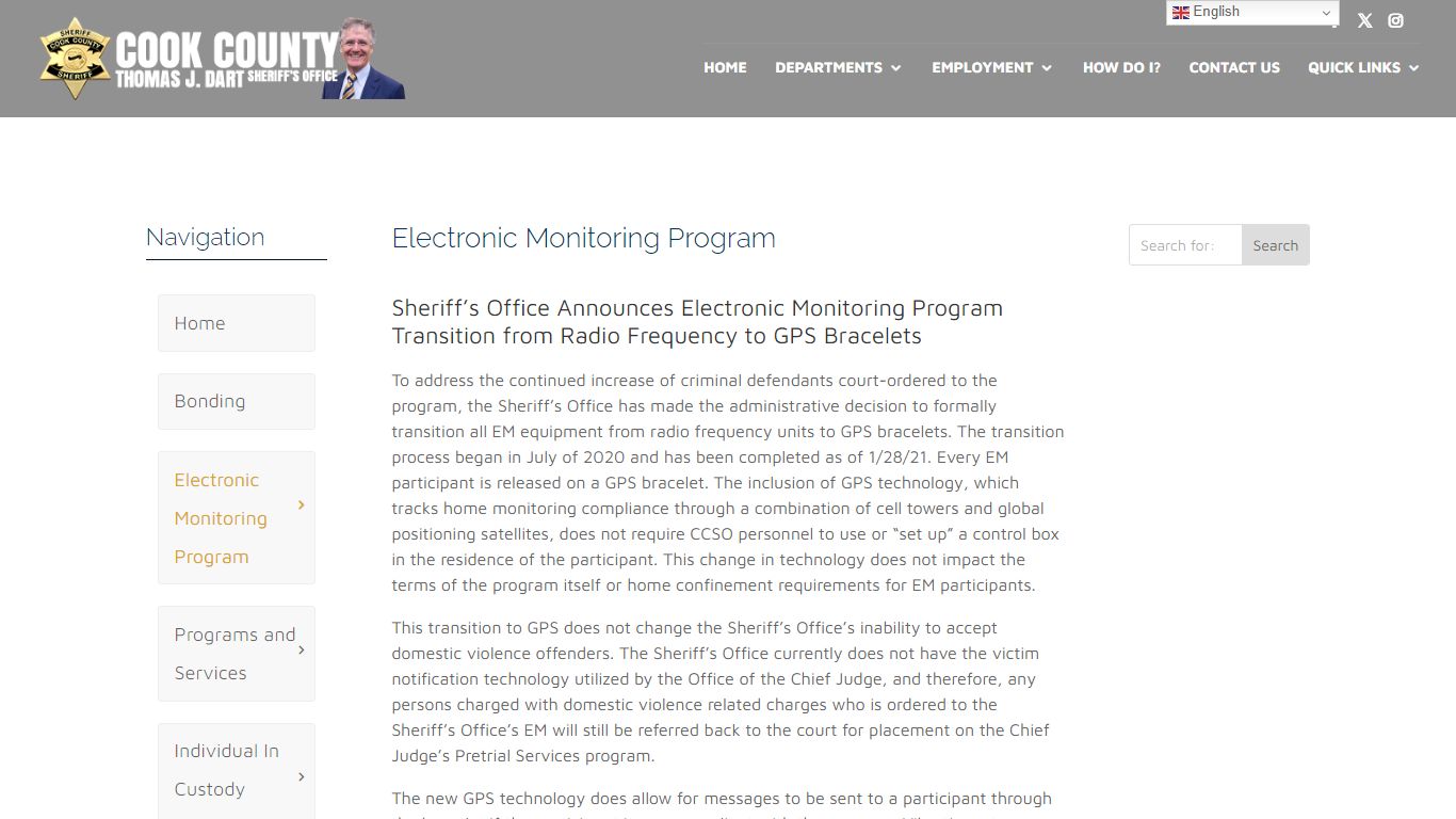 Electronic Monitoring Program - Cook County Sheriff's Office